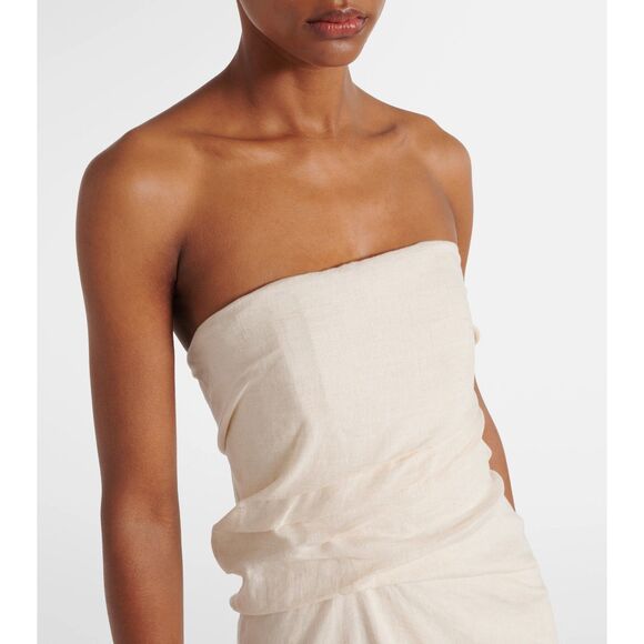 NWT STAUD Caravaggio Draped 100% Linen Maxi Dress in Natural Size 0 - Picture 4 of 15